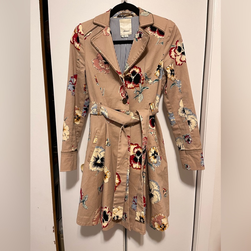 Elevenses by Anthropologie floral pattern pea coat
